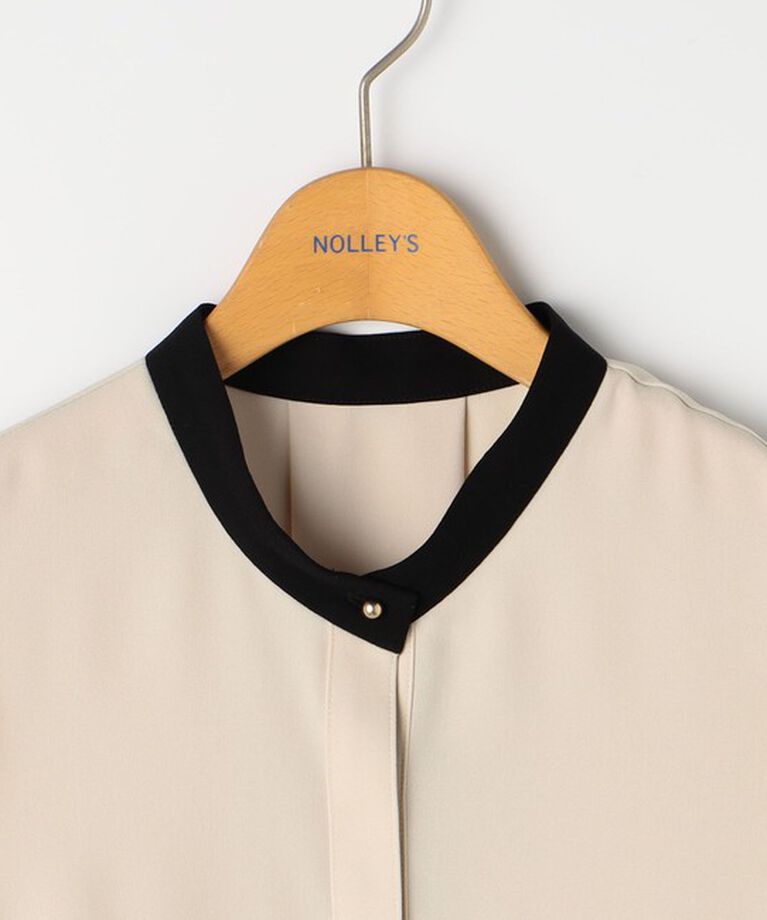 NOLLEY'S「ストレッチジョーゼット配色ボウタイ風ブラウス」|シャツ・ブラウス|