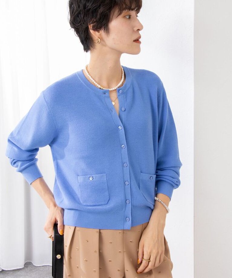 NOLLEY'S「《手洗い可能》ESPOIR 16G片畦クルーネックカーディガン」|カーディガン|