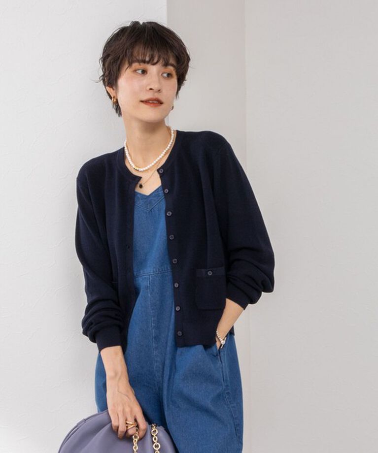 NOLLEY'S「《手洗い可能》ESPOIR 16G片畦クルーネックカーディガン」|カーディガン|
