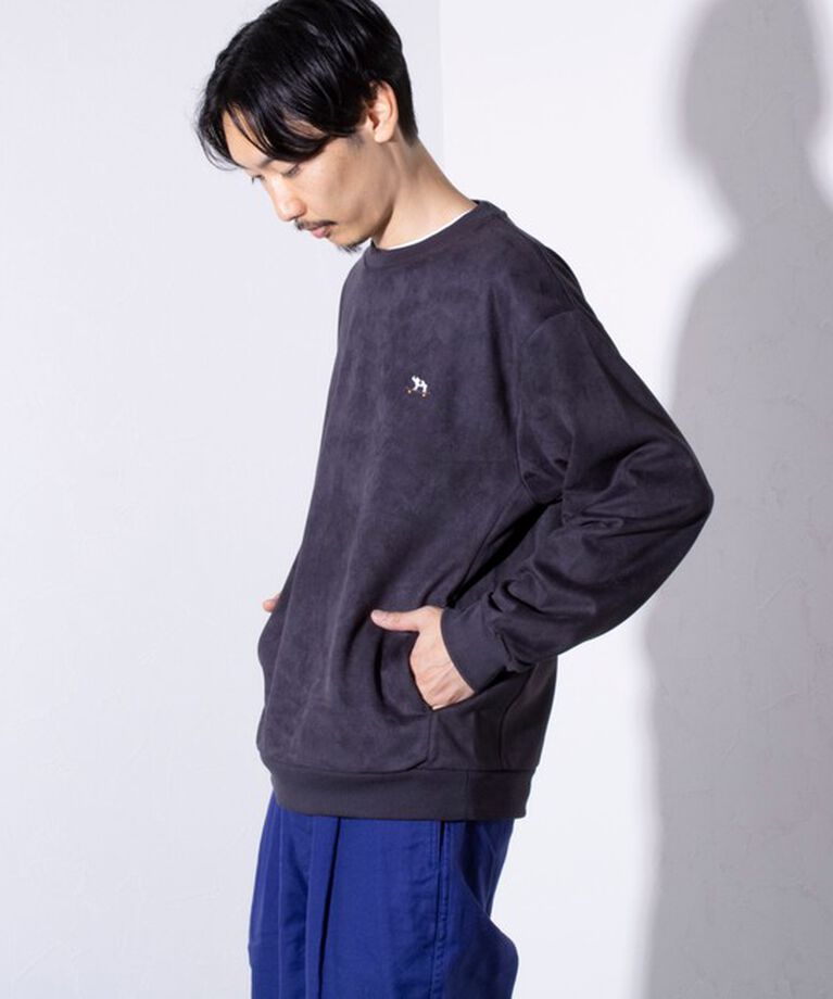 GLOSTER「【GLOSTER/グロスター】フレンチブルドッグ刺繍 スエードダンボール プルオーバースウェット」|スウェット・ジャージ|