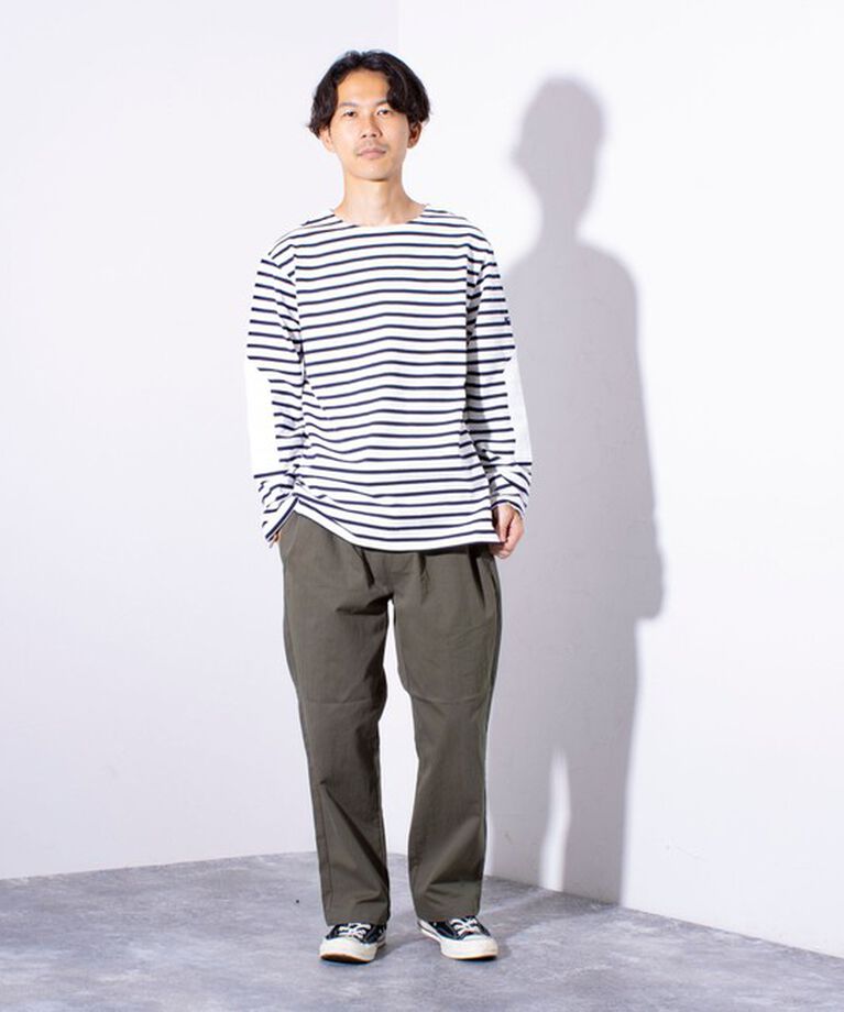 GLOSTER「【GLOSTER/グロスター】バスクボーダー  エルボーパッチ ボーダーロンT BIO-WASH」|Tシャツ・カットソー|