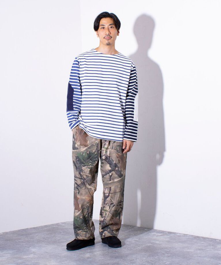 GLOSTER「【GLOSTER/グロスター】バスクボーダー  エルボーパッチ ボーダーロンT BIO-WASH」|Tシャツ・カットソー|