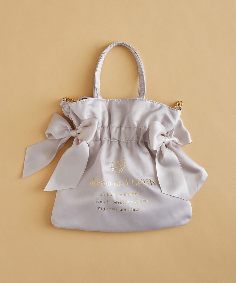 Maison de FLEUR「ダブルリボン2Wayトートバッグ」|その他|グレイッシュピンク