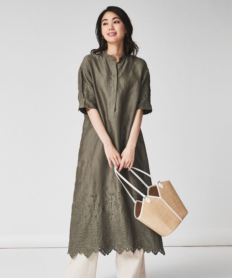 UNTITLED「【麻100/洗える/刺繍】アイレットリネン ワンピース」|ワンピース|ﾄｰﾌﾟ(054)