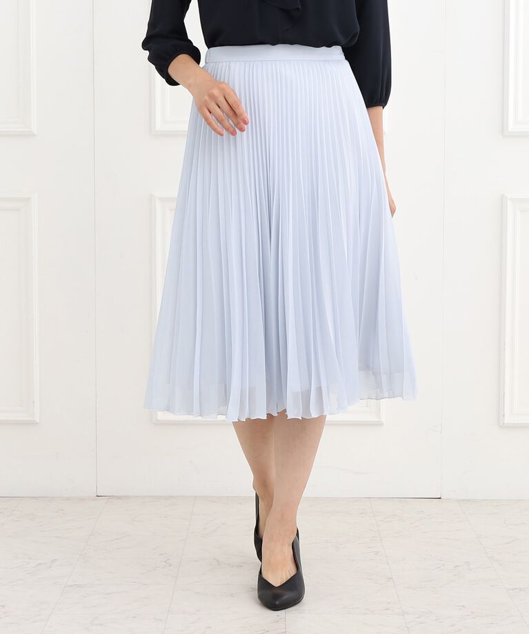 Reflect「【春SALE／フォーマル/洗える】シフォンジョーゼットプリーツスカート」|スカート|サックスブルー(09