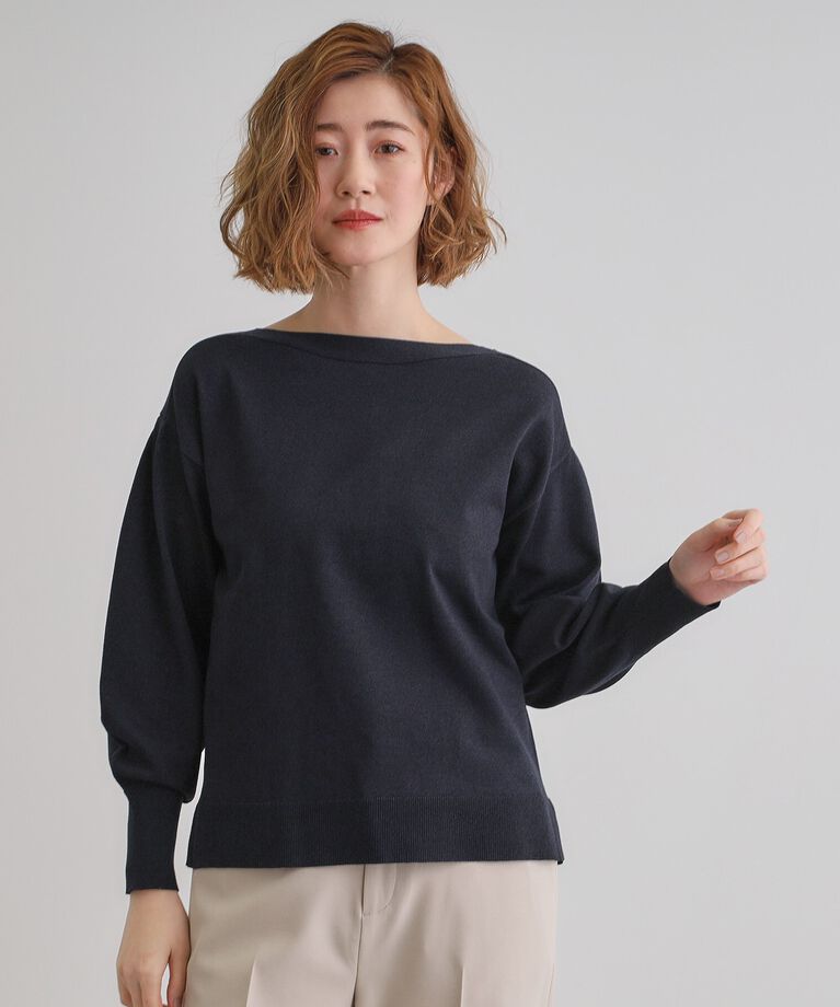grove「袖タックラメニットプルオーバー」|Tシャツ・カットソー|ネイビー(094)
