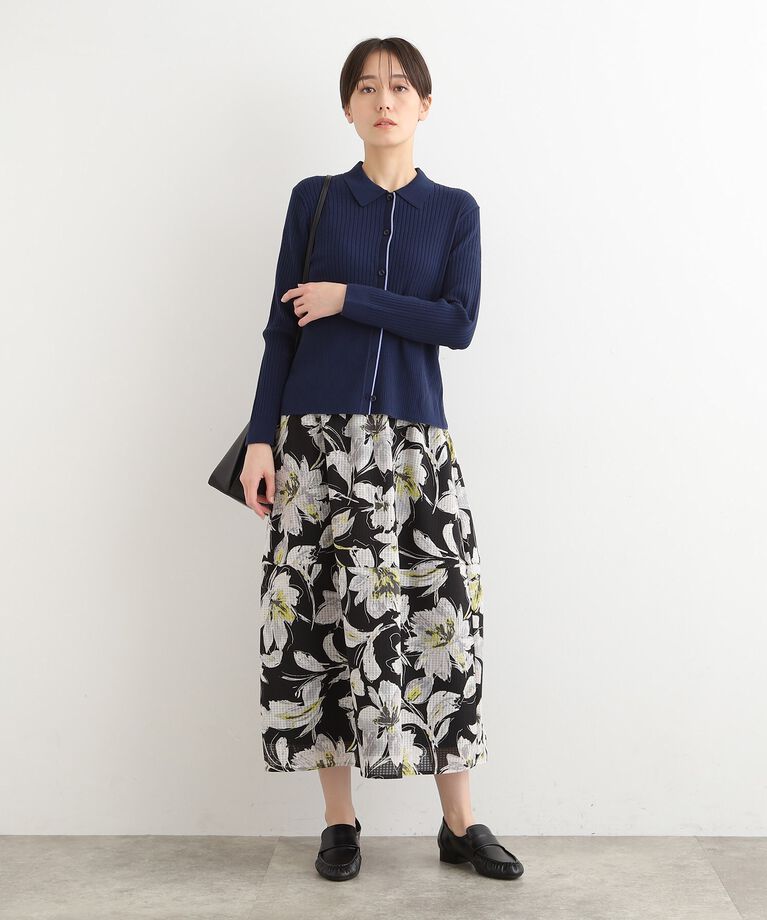 INDIVI「【春の新作！/洗える/日本製】アートタッチフラワースカート」|スカート|