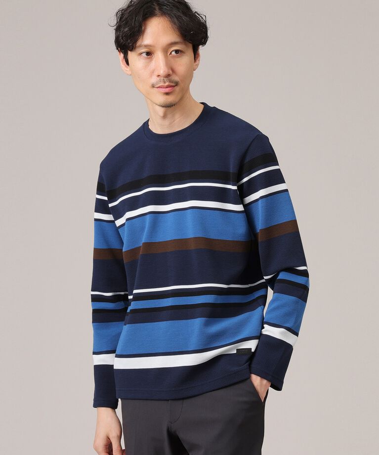 TAKEO KIKUCHI「【Sサイズ～】リップルパネルボーダー」|Tシャツ・カットソー|ブルー(393)
