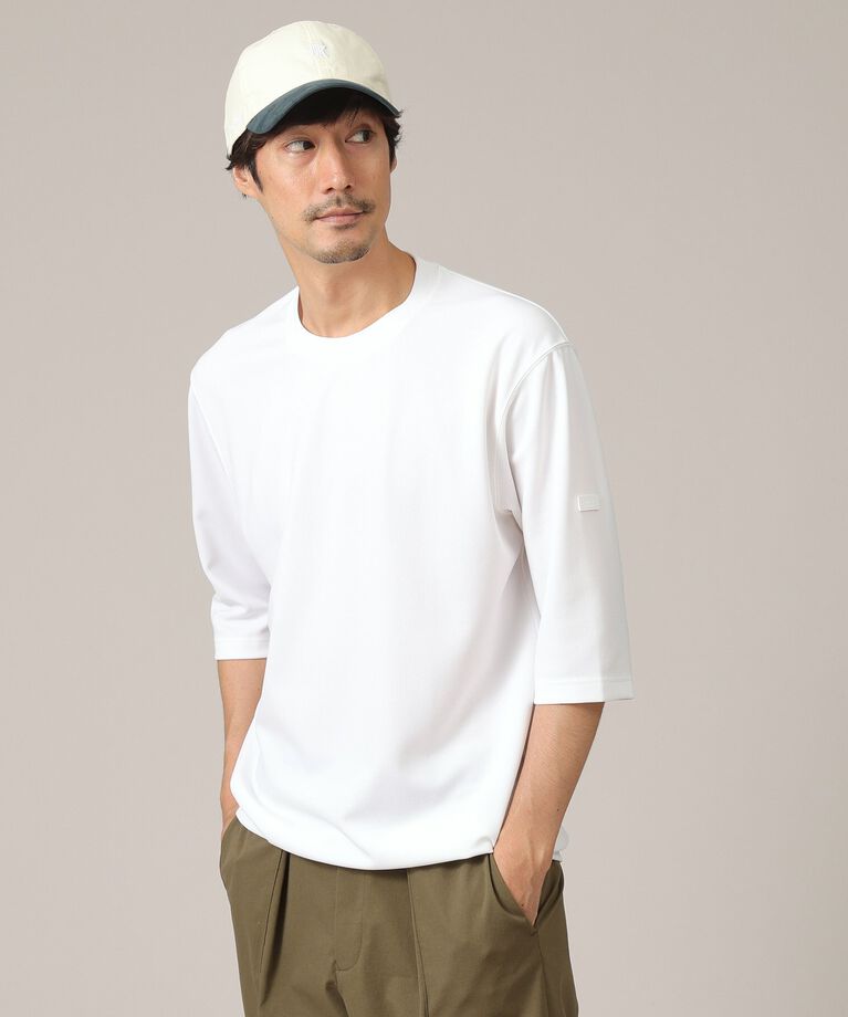 TAKEO KIKUCHI「【接触冷感/Made in JAPAN】七分袖 梨地カットソー」|Tシャツ・カットソー|ホワイト(001)