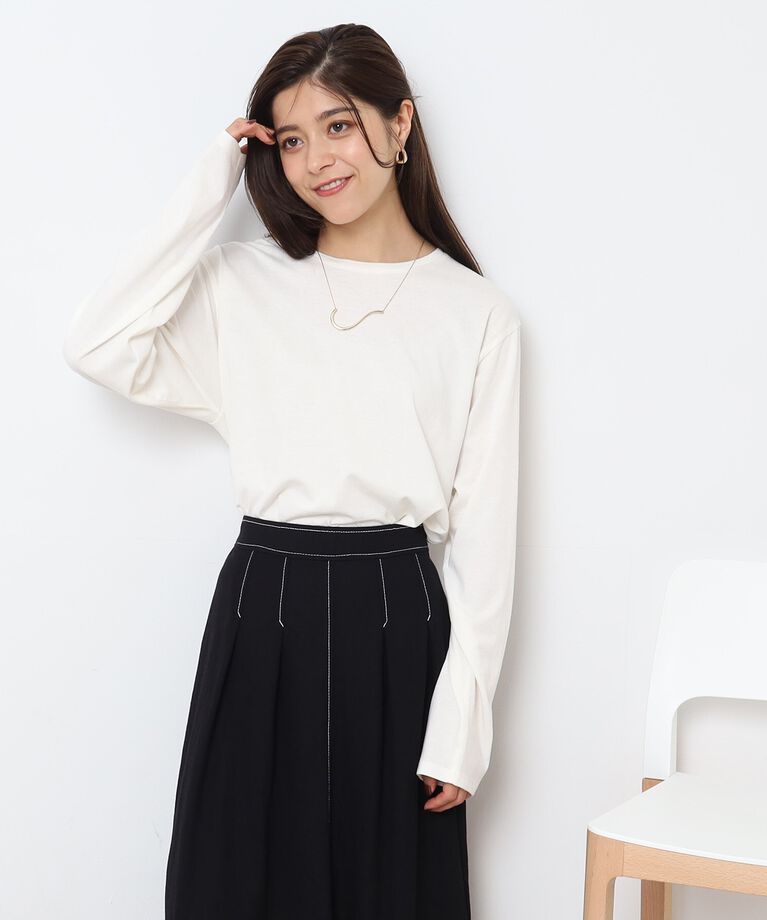 SHOO･LA･RUE「レイヤードコーデにも！ ラウンドヘム ベーシックロンT」|Tシャツ・カットソー|