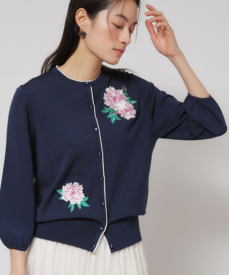 SunaUna「【SS～Lサイズ展開／グラデーションフラワー】クラフトニット」|カーディガン|