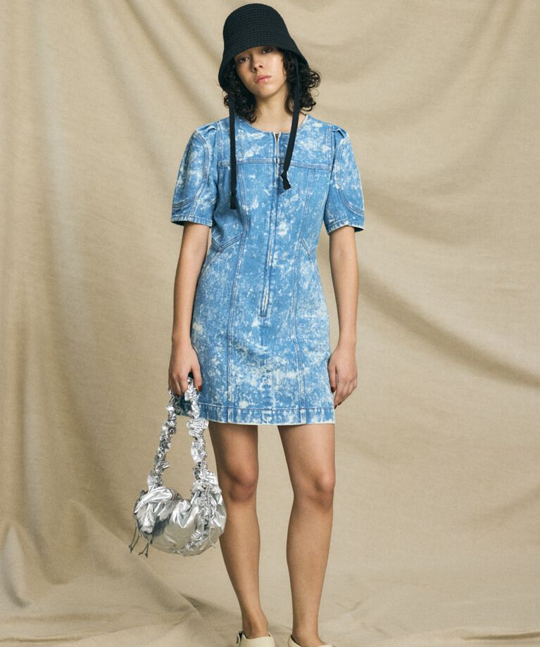 MOUSSY「FRONT ZIP CHEMICAL MINI ドレス」|ワンピース|