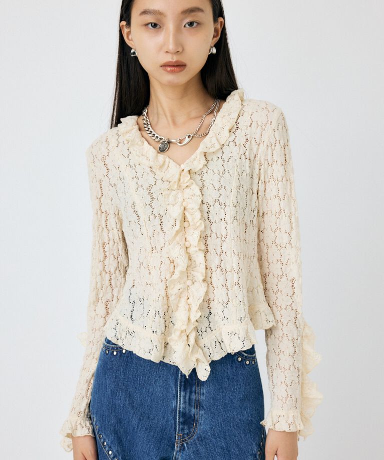 MOUSSY「CUT LACE RUFFLE ブラウス」|Tシャツ・カットソー|IVOY3