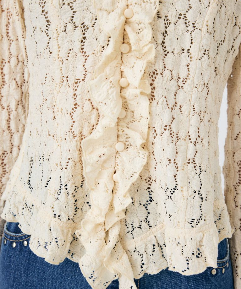 MOUSSY「CUT LACE RUFFLE ブラウス」|Tシャツ・カットソー|