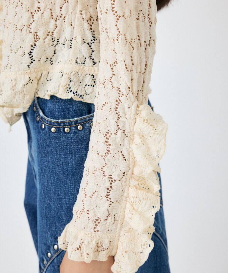 MOUSSY「CUT LACE RUFFLE ブラウス」|Tシャツ・カットソー|