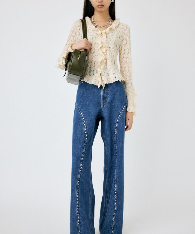 MOUSSY「CUT LACE RUFFLE ブラウス」|Tシャツ・カットソー|