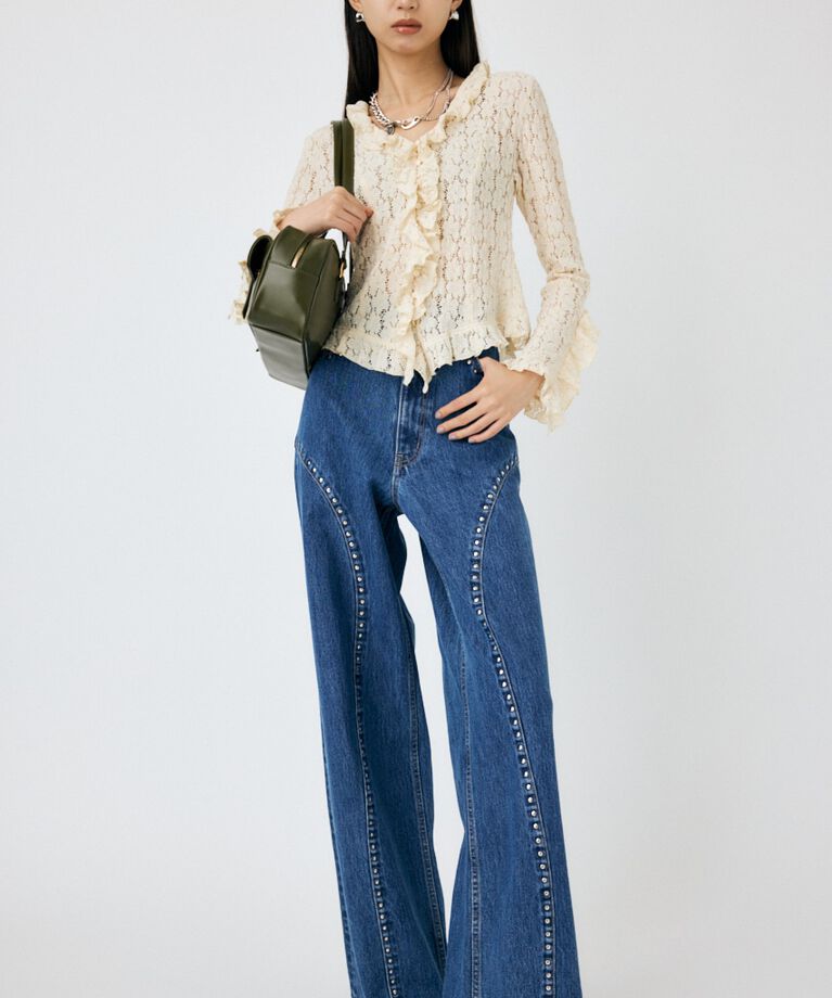 MOUSSY「CUT LACE RUFFLE ブラウス」|Tシャツ・カットソー|