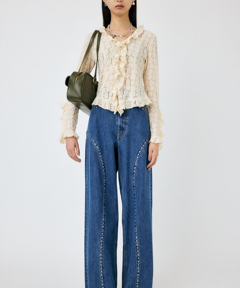 MOUSSY「CUT LACE RUFFLE ブラウス」|Tシャツ・カットソー|