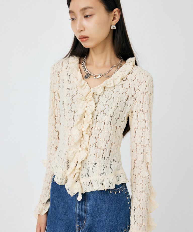 MOUSSY「CUT LACE RUFFLE ブラウス」|Tシャツ・カットソー|
