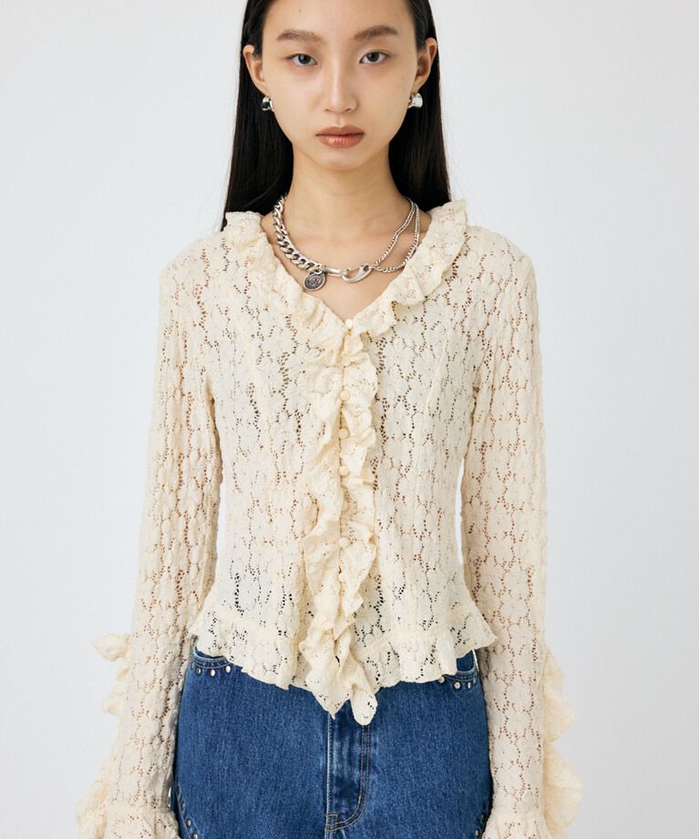 MOUSSY「CUT LACE RUFFLE ブラウス」|Tシャツ・カットソー|