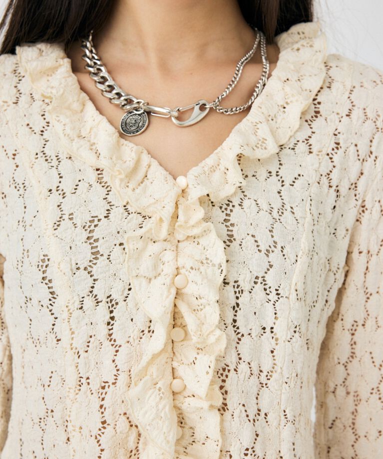 MOUSSY「CUT LACE RUFFLE ブラウス」|Tシャツ・カットソー|