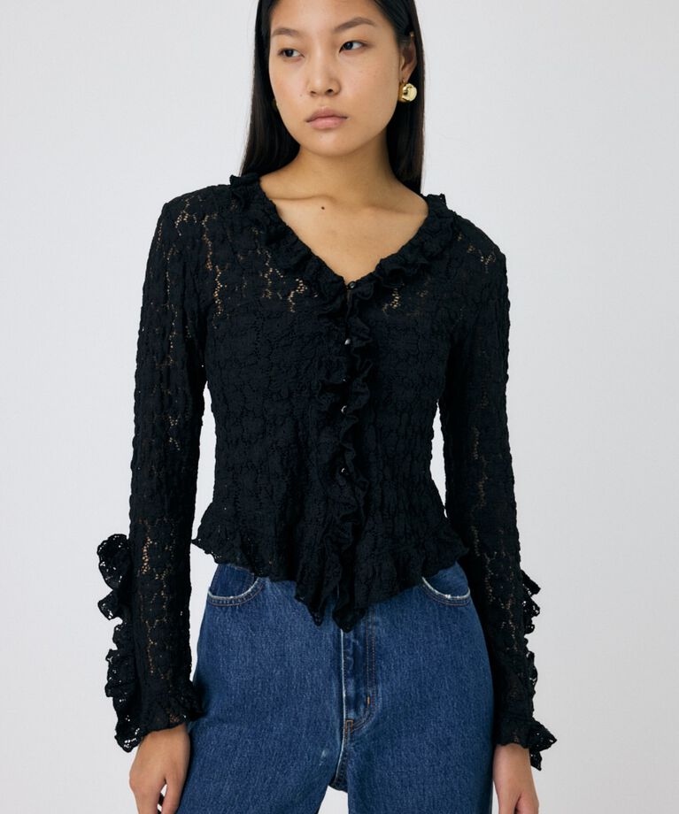 MOUSSY「CUT LACE RUFFLE ブラウス」|Tシャツ・カットソー|