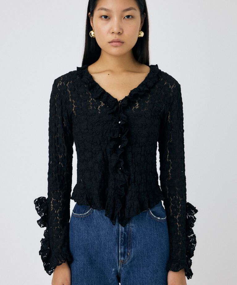 MOUSSY「CUT LACE RUFFLE ブラウス」|Tシャツ・カットソー|