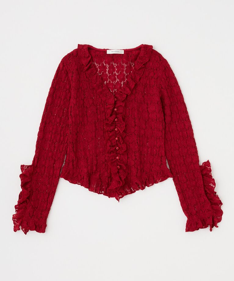 MOUSSY「CUT LACE RUFFLE ブラウス」|Tシャツ・カットソー|