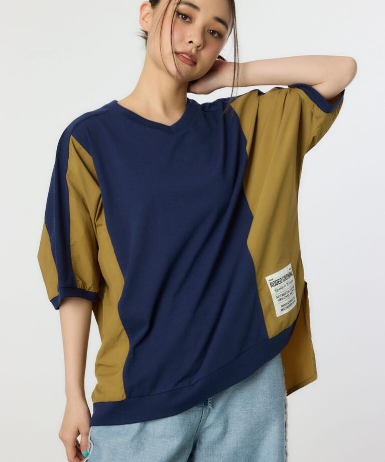 RODEO CROWNS「ドッキング切替ドルマントップス」|Tシャツ・カットソー|