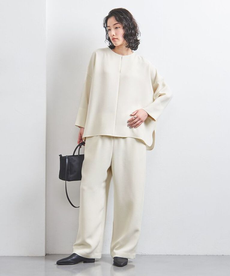UNITED ARROWS「COMFY スリットノーカラー プルオーバー」|シャツ・ブラウス|