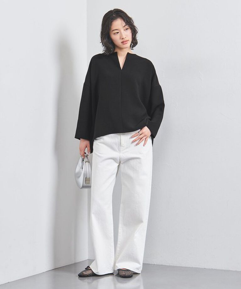 UNITED ARROWS「COMFY スリットノーカラー プルオーバー」|シャツ・ブラウス|