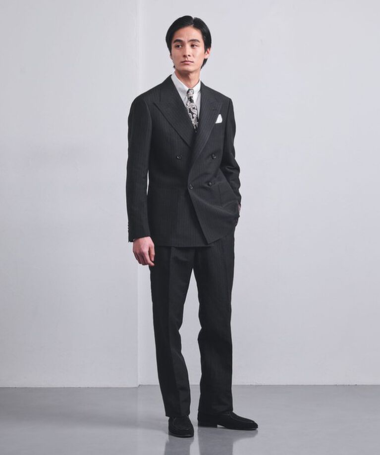UNITED ARROWS「ANGELICO チョークストライプ ダブル 4ボタン テーラードジャケット R-MODEL」|スーツ|