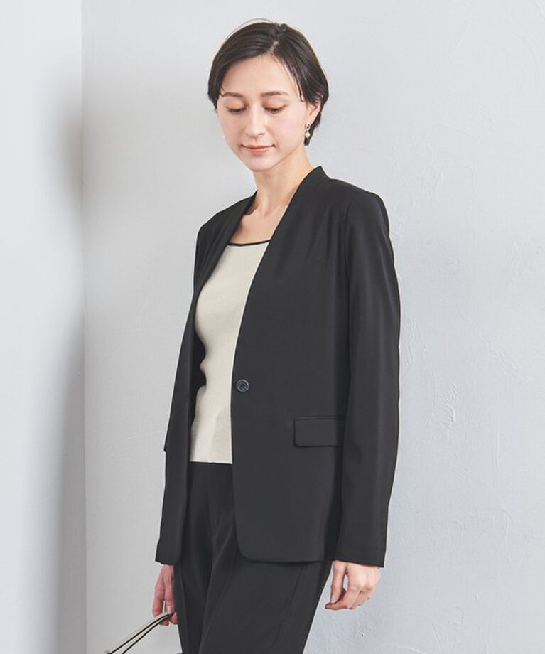 UNITED ARROWS「FEEL CLEAN Vノーカラー ジャケット」|ノーカラージャケット|BLACK