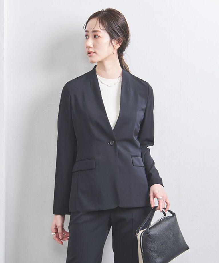 UNITED ARROWS「FEEL CLEAN Vノーカラー ジャケット」|ノーカラージャケット|
