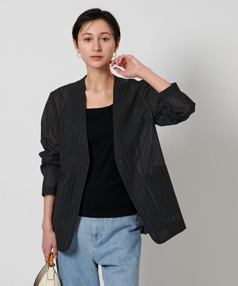 UNITED ARROWS「ストライプ シアー ジャケット」|ノーカラージャケット|その他1