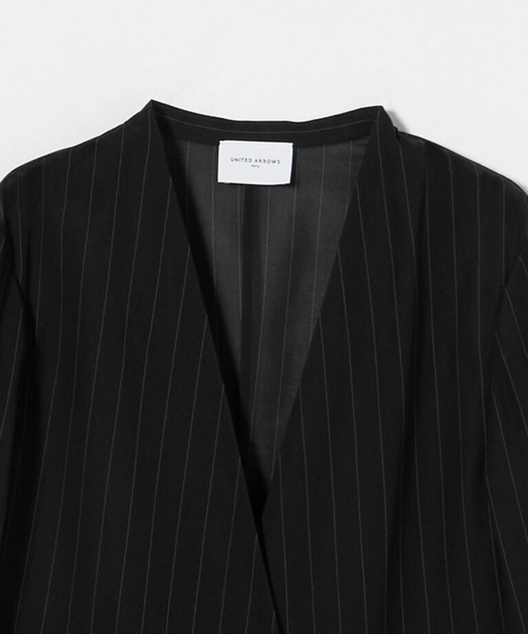 UNITED ARROWS「ストライプ シアー ジャケット」|ノーカラージャケット|
