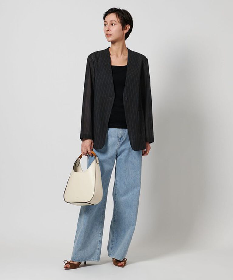 UNITED ARROWS「ストライプ シアー ジャケット」|ノーカラージャケット|
