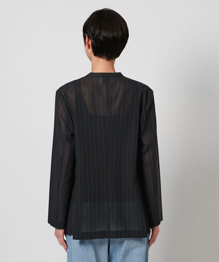 UNITED ARROWS「ストライプ シアー ジャケット」|ノーカラージャケット|