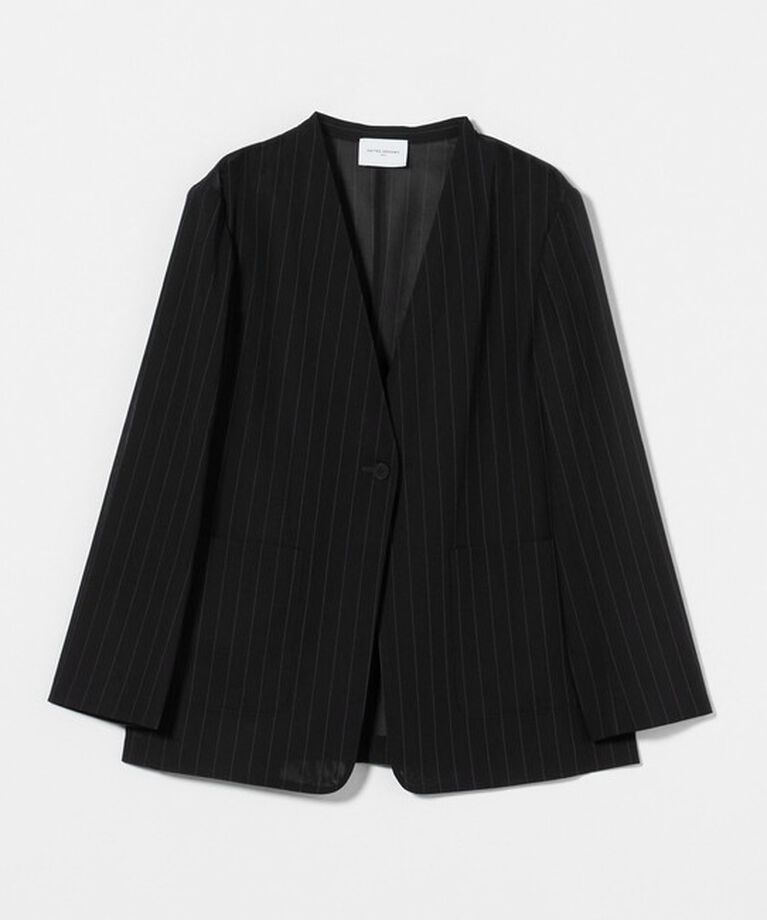 UNITED ARROWS「ストライプ シアー ジャケット」|ノーカラージャケット|