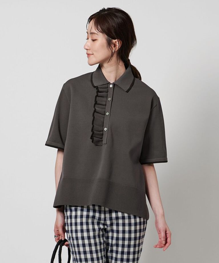 UNITED ARROWS「ミニマルフリル  ニット 5SL」|ニット・セーター|DK.GRAY