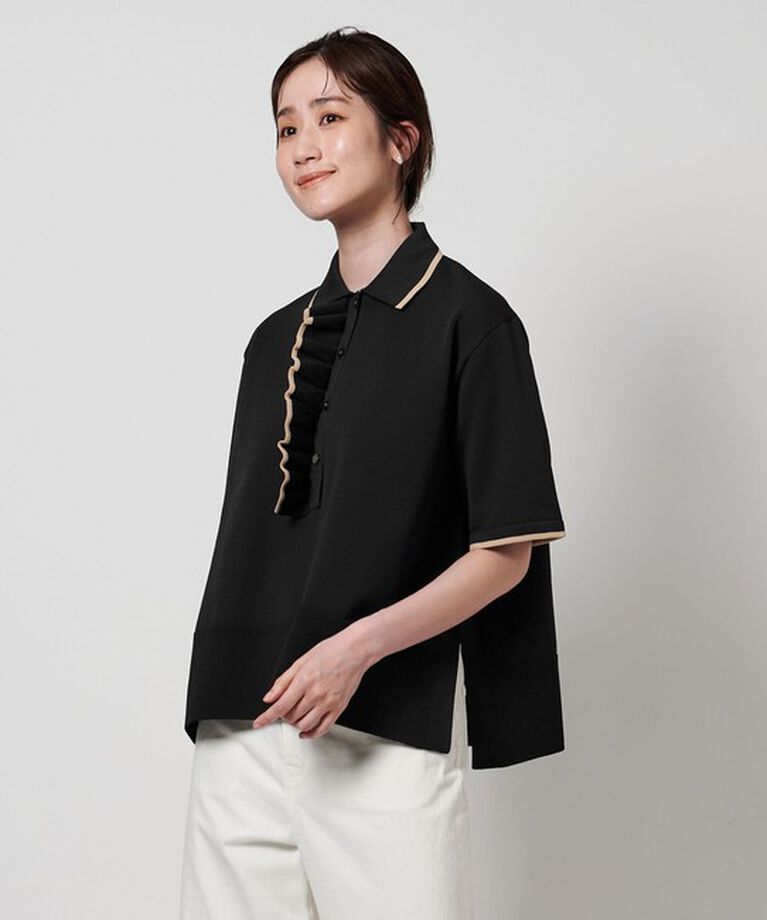 UNITED ARROWS「ミニマルフリル  ニット 5SL」|ニット・セーター|NAVY