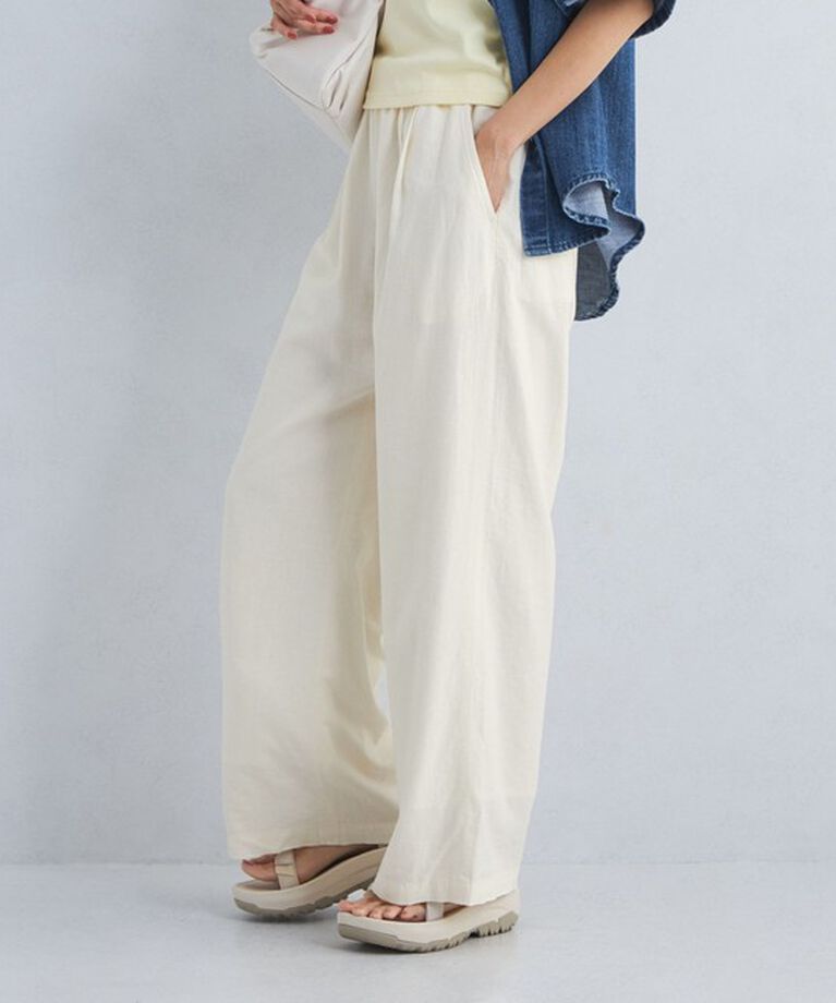 UNITED ARROWS green label relaxing「［size SHORT/TALLあり］BREEZE LINEN ブリーズリネン ワイド パンツ オフホワイト」|その他|