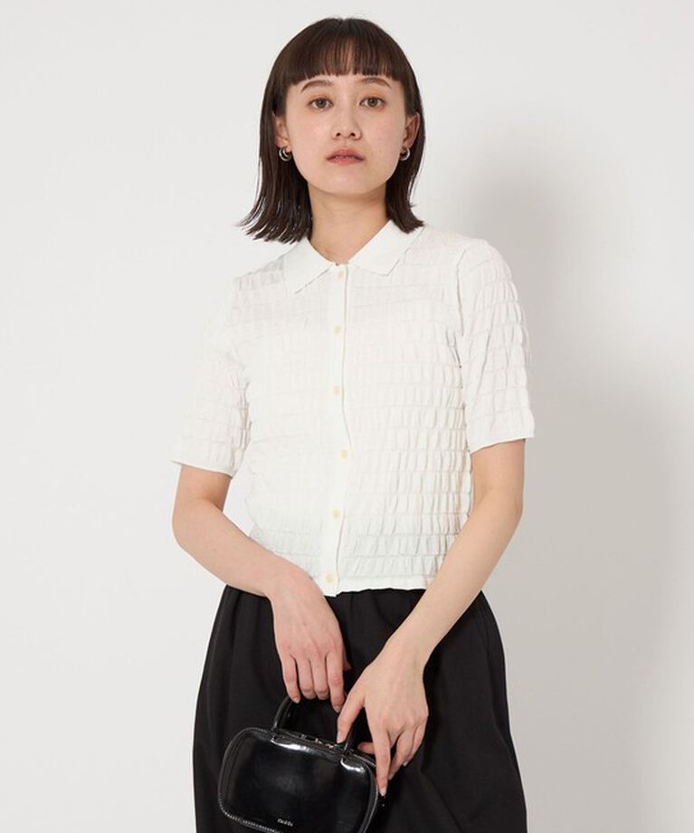 UNITED ARROWS green label relaxing「シャーリング ポロニット カーディガン -ウォッシャブル-」|カーディガン|