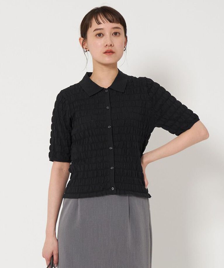 UNITED ARROWS green label relaxing「シャーリング ポロニット カーディガン -ウォッシャブル-」|カーディガン|