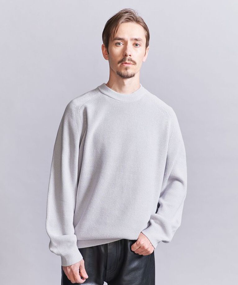 BEAUTY&YOUTH UNITED ARROWS「ライト クリスピー アゼ クルーネック ニット ‐ウォッシャブル‐」|ニット・セーター|LT.GRAY