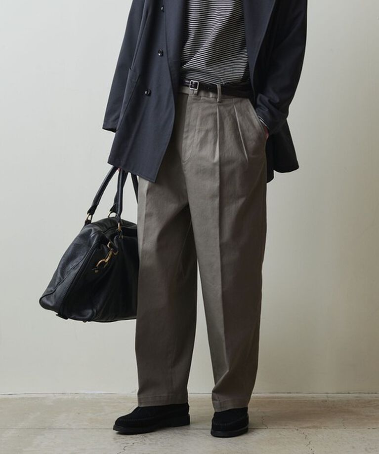 STEVEN ALAN「＜Steven Alan＞ ドリル インツープリーツ ドレス トラウザーズ」|チノ|MD.GRAY