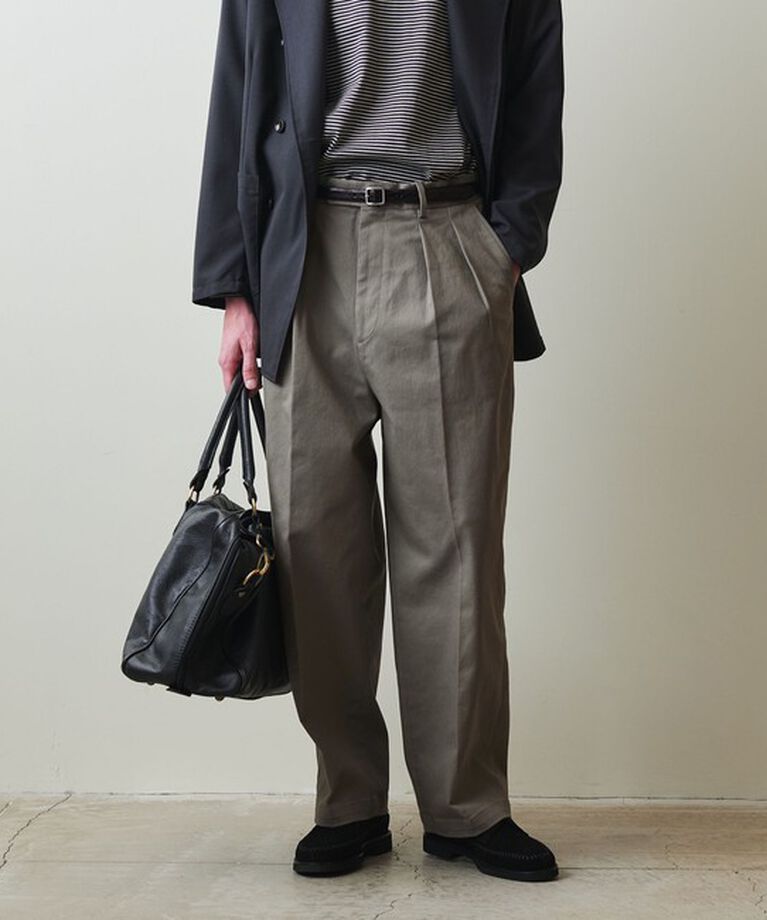 STEVEN ALAN「＜Steven Alan＞ ドリル インツープリーツ ドレス トラウザーズ」|チノ|