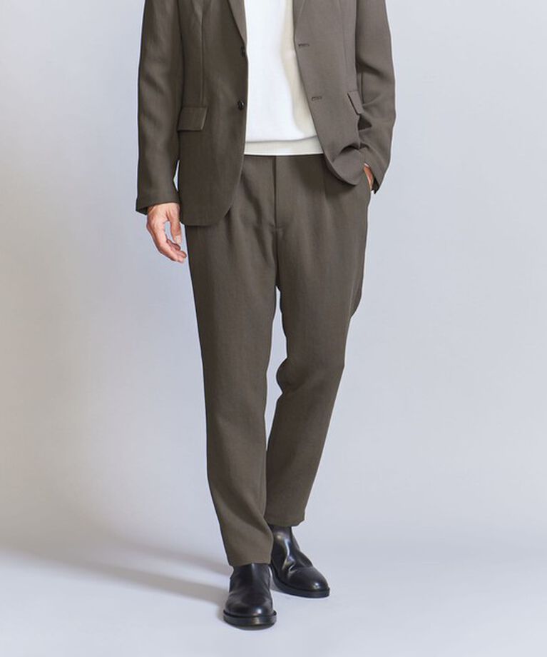 BEAUTY&YOUTH UNITED ARROWS「トリクシオン 1プリーツ テーパード パンツ -セットアップ対応 ストレッチ ウォッシャブル マルチ機能-」|チノ|