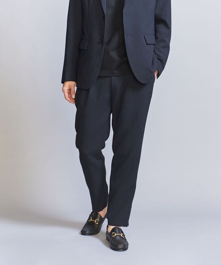 BEAUTY&YOUTH UNITED ARROWS「トリクシオン 1プリーツ テーパード パンツ -セットアップ対応 ストレッチ ウォッシャブル マルチ機能-」|チノ|NAVY