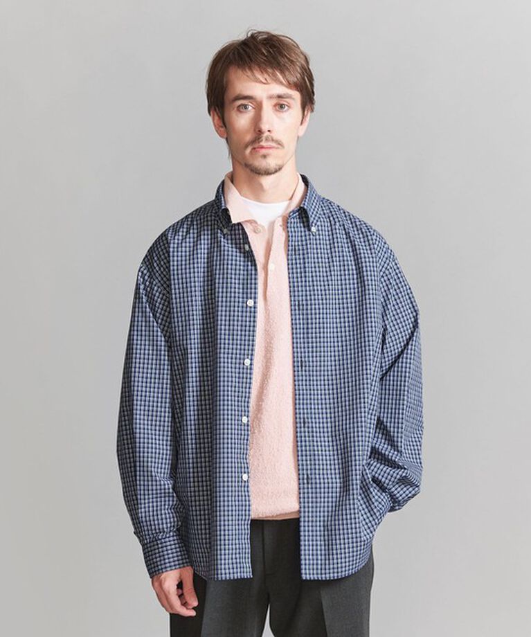 BEAUTY&YOUTH UNITED ARROWS「ミニチェック ボタンダウンフォルム シャツ」|シャツ・ブラウス|NAVY